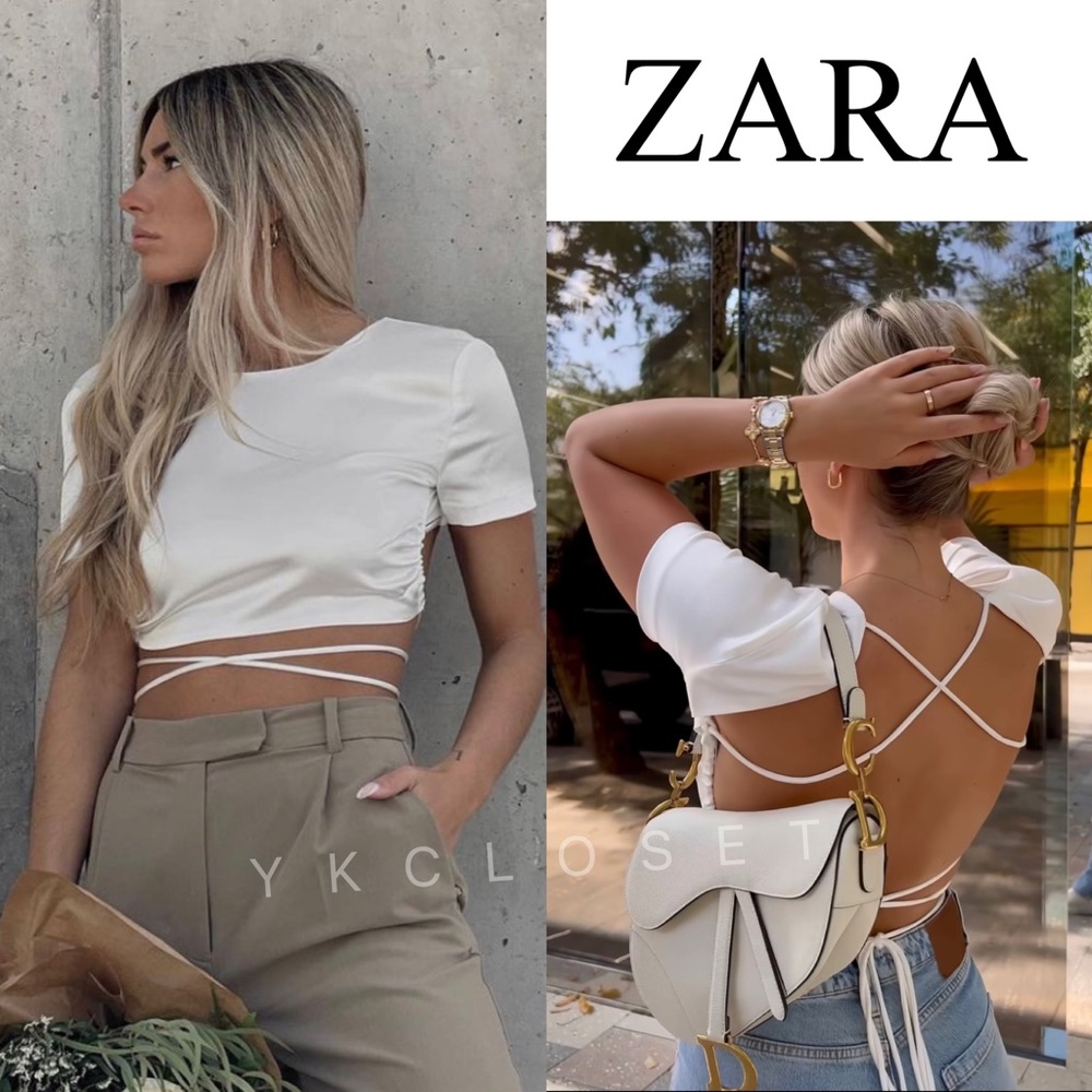 LACED TIE BACK CROP TOP || ZARA || YKCLOSET